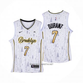 Camiseta Brooklyn Nets Kevin Durant NO 7 Christmas Blanco