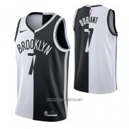 Camiseta Brooklyn Nets Kevin Durant NO 7 Split Negro Blanco