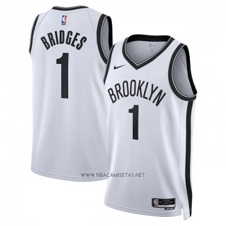 Camiseta Brooklyn Nets Mikal Bridges NO 1 Association 2022-23 Blanco