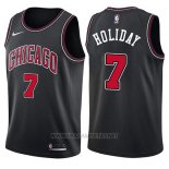 Camiseta Chicago Bulls Justin Holiday NO 7 Statement 2017-18 Negro