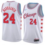 Camiseta Chicago Bulls Lauri Markkanen NO 24 Ciudad 2018 Blanco