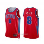 Camiseta Detroit Pistons Trey Lyles NO 8 Ciudad 2021-22 Rojo