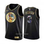 Camiseta Golden Edition Philadelphia 76ers Allen Iverson NO 3 2021-22 Negro