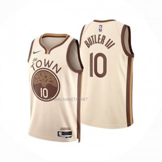 Camiseta Golden State Warriors Jimmy Butler III NO 10 Ciudad 2025-26 Crema