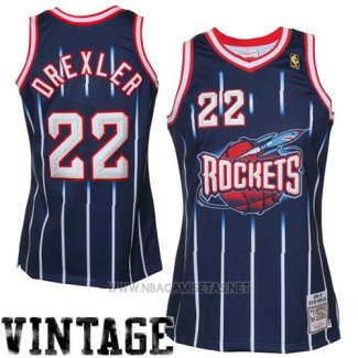 Camiseta Houston Rockets Clyde Drexler NO 22 Retro Azul