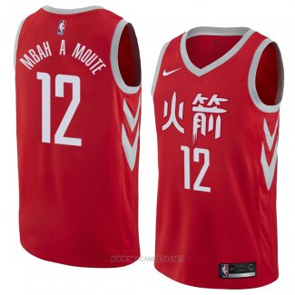 Camiseta Houston Rockets Luc Mbah A Moute NO 12 Ciudad 2018 Rojo