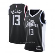 Camiseta Los Angeles Clippers Paul George NO 13 Ciudad 2020-21 Negro