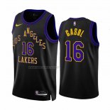 Camiseta Los Angeles Lakers Pau Gasol NO 16 Ciudad 2023-24 Negro