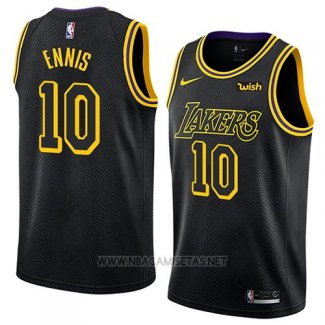 Camiseta Los Angeles Lakers Tyler Ennis NO 10 Ciudad 2018 Negro