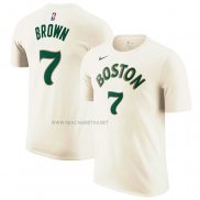 Camiseta Manga Corta Boston Celtics Jaylen Brown Ciudad 2023-24 Crema