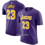 Camiseta Manga Corta Los Angeles Lakers LeBron James Statement Violeta