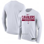 Camiseta Manga Larga Cleveland Cavaliers Practice Performance 2022-23 Blanco