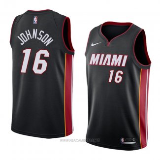 Camiseta Miami Heat James Johnson NO 16 Icon 2018 Negro