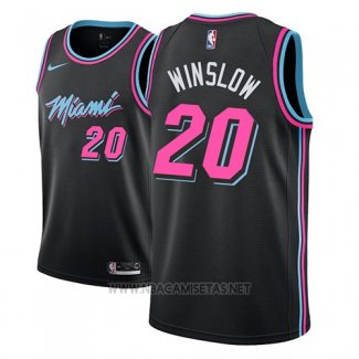 Camiseta Miami Heat Justise Winslow NO 20 Ciudad 2018-19 Negro
