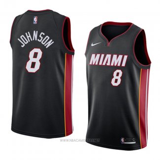 Camiseta Miami Heat Tyler Johnson NO 8 Icon 2018 Negro