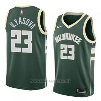 Camiseta Milwaukee Bucks Ersan Ilyasova NO 23 Icon 2018 Verde