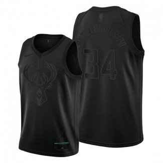 Camiseta Milwaukee Bucks Giannis Antetokounmpo NO 34 MVP 2019 Negro