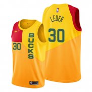 Camiseta Milwaukee Bucks Jon Leuer NO 30 Amarillo Ciudad