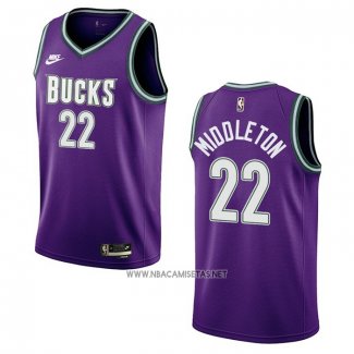 Camiseta Milwaukee Bucks Khris Middleton NO 22 Classic 2022-23 Violeta