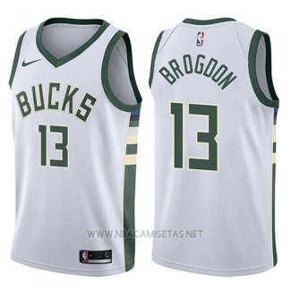 Camiseta Milwaukee Bucks Malcolm Brogdon NO 13 Swingman Association 2017-18 Blanco