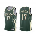 Camiseta Milwaukee Bucks P.J. Tucker NO 17 Earned 2020-21 Verde