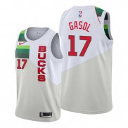 Camiseta Milwaukee Bucks Pau Gasol NO 17 Earned Crema