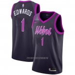 Camiseta Minnesota Timberwolves Anthony Edwards NO 1 Ciudad 2018-19 Violeta