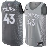 Camiseta Minnesota Timberwolves Anthony Tolliver NO 43 Ciudad 2017-18 Gris