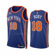 Camiseta New York Knicks Isaiah Roby NO 18 Ciudad 2023-24 Azul