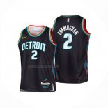 Camiseta Nino Detroit Pistons Cade Cunningham NO 2 Ciudad 2025-26 Negro