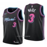 Camiseta Nino Miami Heat Dwyane Wade NO 3 Ciudad Negro