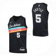 Camiseta Nino San Antonio Spurs Stephon Castle NO 5 Ciudad 2025-26 Negro
