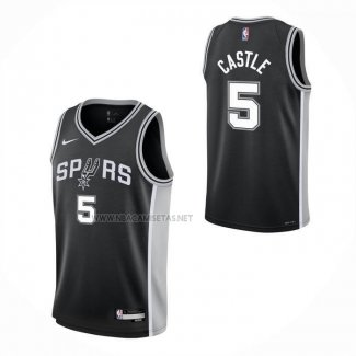 Camiseta Nino San Antonio Spurs Stephon Castle NO 5 Icon 2025-26 Negro