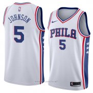 Camiseta Philadelphia 76ers Amir Johnson NO 5 Association 2018 Blanco