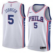 Camiseta Philadelphia 76ers Amir Johnson NO 5 Association 2018 Blanco
