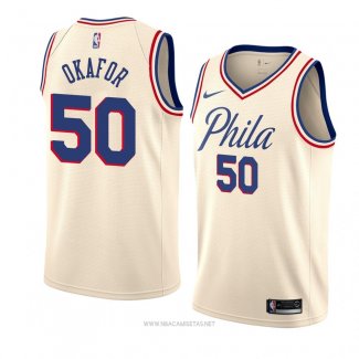 Camiseta Philadelphia 76ers Emeka Okafor NO 50 Ciudad 2018 Crema