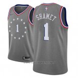 Camiseta Philadelphia 76ers Landry Shamet NO 1 Ciudad 2018-19 Gris