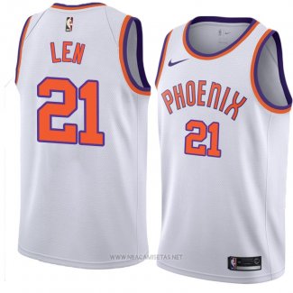 Camiseta Phoenix Suns Alex Len NO 21 Hardwood Classic 2018 Blanco