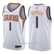 Camiseta Phoenix Suns Devin Booker NO 1 2017-18 Blanco
