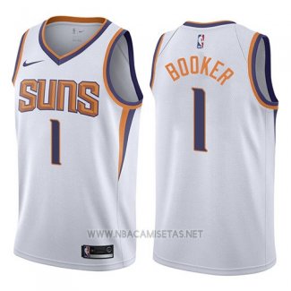 Camiseta Phoenix Suns Devin Booker NO 1 2017-18 Blanco
