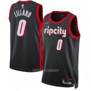 Camiseta Portland Trail Blazers Damian Lillard NO 0 Ciudad 2021-22 Negro