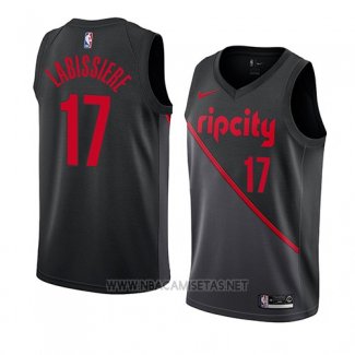 Camiseta Portland Trail Blazers Skal Labissiere NO 17 Ciudad 2019 Negro