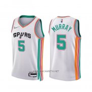 Camiseta San Antonio Spurs Dejounte Murray NO 5 Ciudad 2021-22 Blanco