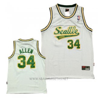 Camiseta Seattle SuperSonics Ray Allen NO 34 Historic Blanco