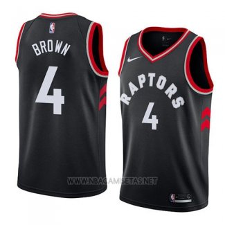 Camiseta Toronto Raptors Lorenzo Brown NO 4 Statement 2018 Negro