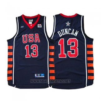 Camiseta USA 2004 Tim Duncan NO 13 Azul