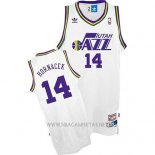 Camiseta Utah Jazz Jeff Hornacek NO 14 Retro Blanco