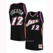 Camiseta Utah Jazz John Stockton NO 12 Hardwood Classics 1998-99 Negro