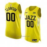 Camiseta Utah Jazz Jordan Clarkson NO 00 Icon Autentico 2022-23 Amarillo