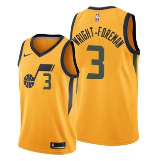 Camiseta Utah Jazz Justin Wright Foreman NO 3 Statement 2019-20 Oro